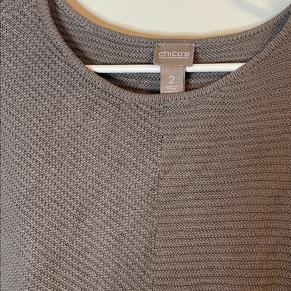 Cozy Brown Long Sleeve Top, Chicos 2 - Picture 2 of 2